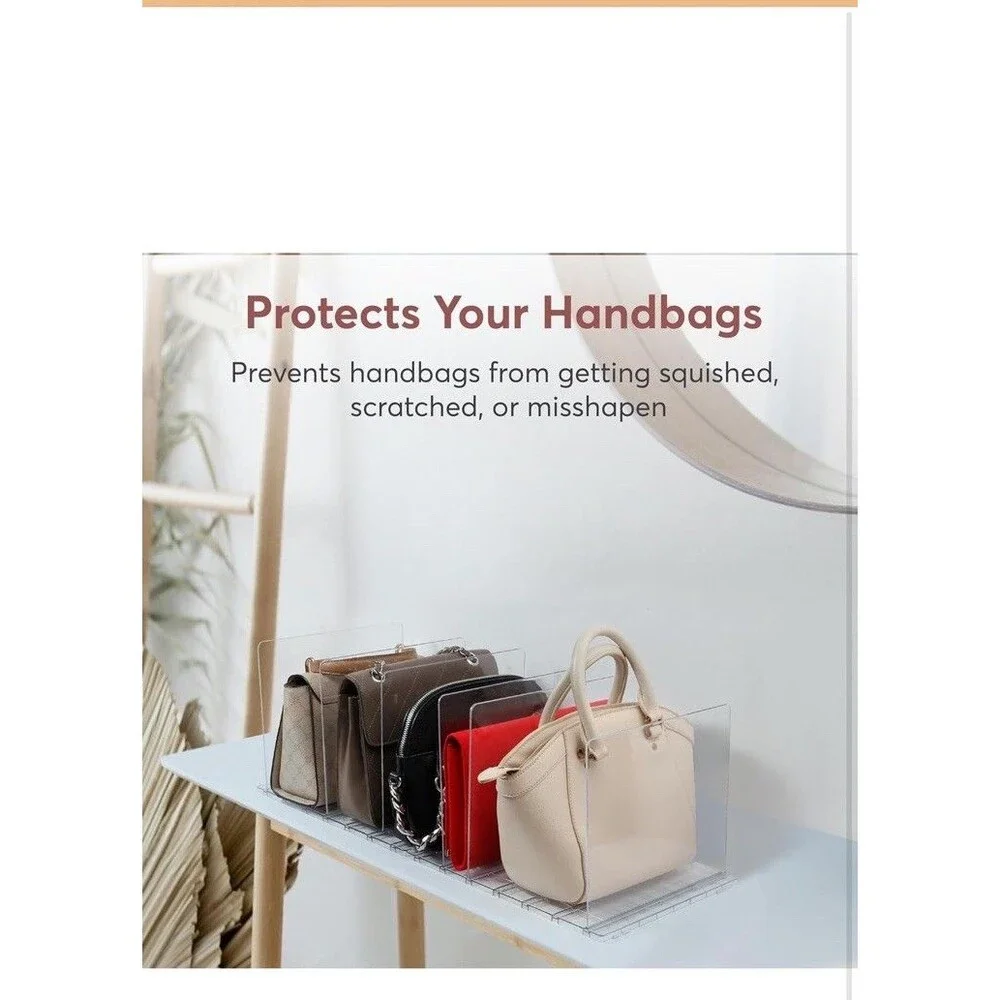 Plastic Purse Organizer Closet - Pack of 2 Handbag Organizer with Adjustable ...